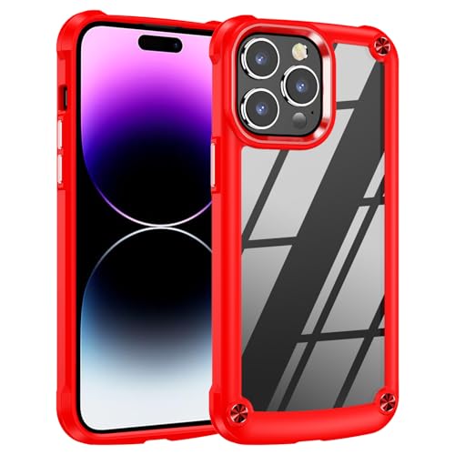 MINUUISCT Case für iPhone 16 Pro Max – Militärstandard 4-Ecken Airbag-Schutz | Flüssiges TPU + kristallklare PC-Rückseite | Ultra-stoßfest & kratzsicher, Rot von MINUUISCT