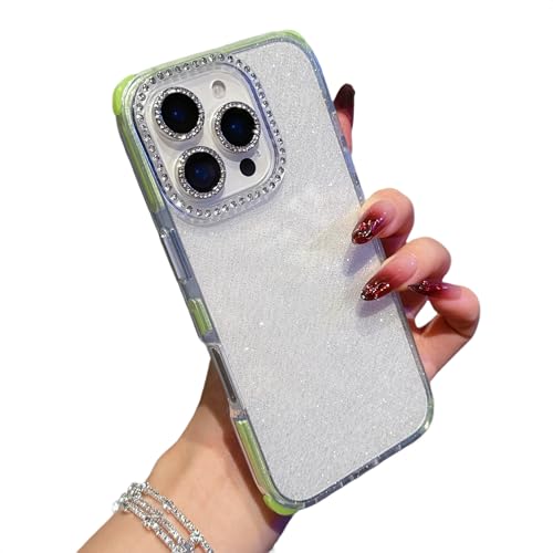 MINUUISCT Glitzer iPhone 13 Pro Hülle, Ultra-dünne stoßfeste TPU Silikon Hülle mit Diamant Kamera-Schutz, Niedliche Glitzernde Transparente Weiche für Frauen Mädchen, Schützende Handyhülle,Grün MINUUISCT Glitzer iPhone 13 Pro Hülle, Ultra-dünne stoßfeste TPU Silikon Hülle mit Diamant Kamera-Schutz, Niedliche Glitzernde Transparente Weiche für Frauen Mädchen, Schützende Handyhülle,Grün von MINUUISCT