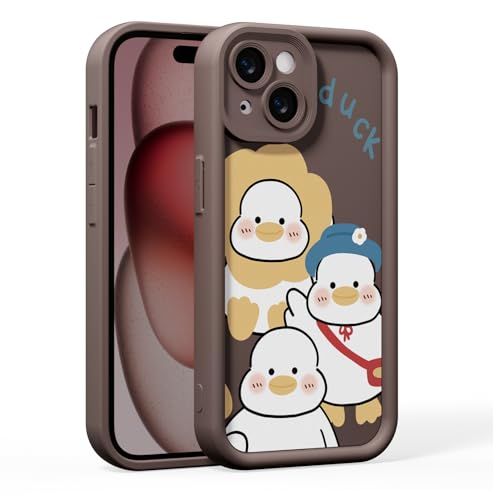 MINUUISCT Handyhülle für iPhone 16e Hülle mit Kameraschutz, stoßfestes Silikon-Cover, Cartoon-Design, weiche schützende Handytasche für Damen & Mädchen, Kaffee_DE49 von MINUUISCT