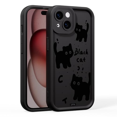 MINUUISCT Handyhülle für iPhone 16e Hülle mit Kameraschutz, stoßfestes Silikon-Cover, Cartoon-Design, weiche schützende Handytasche für Damen & Mädchen, Schwarz_TJ82 von MINUUISCT
