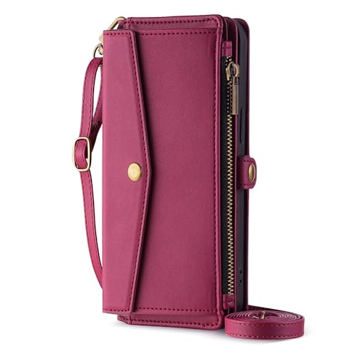 MINUUISCT Handyhülle mit Geldbeutel für iPhone 16e für Damen – PU Leder Flip Case mit Kartenfächern, integriertem Standfuß & abnehmbarem Handgurt,Rot MINUUISCT Handyhülle mit Geldbeutel für iPhone 16e für Damen – PU Leder Flip Case mit Kartenfächern, integriertem Standfuß & abnehmbarem Handgurt,Rot von MINUUISCT