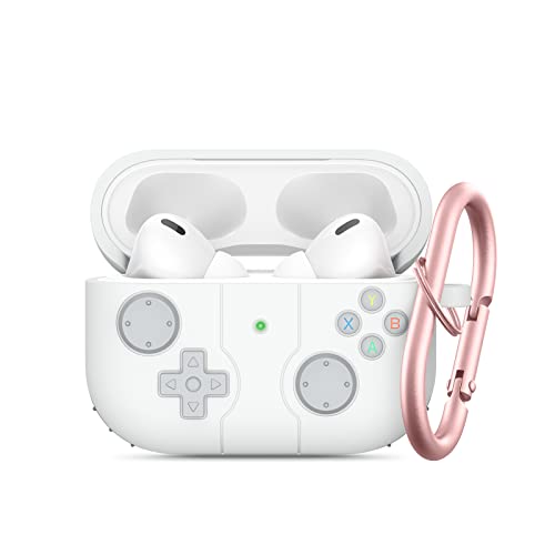 MINUUISCT Hülle für Airpods Airpods Pro/Pro 2 Generation mit Schlüsselanhänger, Klassisches Game Player Konsolen Design Case, TPU Abdeckung für Airpod Pro 2 Kabelloser Ladehülle Schutzhülle, Weiß von MINUUISCT