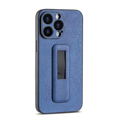 MINUUISCT Hülle für iPhone 15, Handyhülle mit Silikon Fingerband Ständer Griff, TPU PC Stoßfest Kratzfest iPhone 15 Case-Blau von MINUUISCT