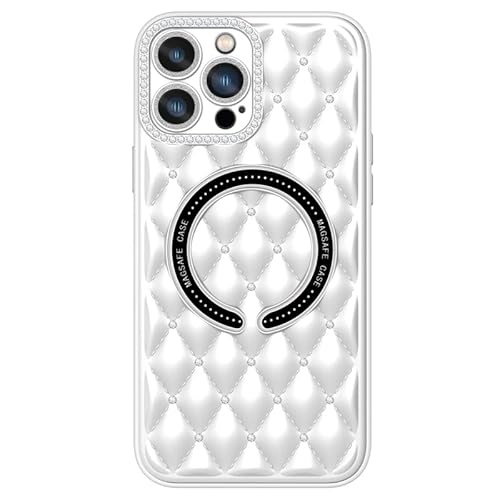 MINUUISCT Kompatibel mit iPhone 7 Plus/iPhone 8 Plus Hülle, magnetisch, TPU + PC-Material, transparente glitzernde glitzernde Schutzhülle für Damen und Mädchen, Diamant-Kameraobjektivschutz, weiß von MINUUISCT