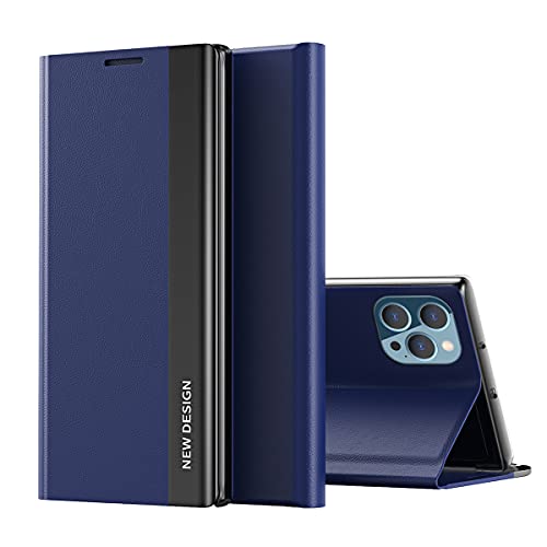 MINUUISCT für iPhone 16E Hülle – [CP+PU] Leder Flip Cover mit integriertem Standfuß | 360° Rundumschutz | Stoßfeste Anti-Kratz Magnet-Hülle, Blau von MINUUISCT