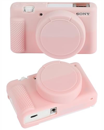 Kameratasche für Sony ZV-1, ZV1, weiche Kameratasche aus Gummi, mit abnehmbarer Objektivabdeckung, kratzfest, schmale Passform, weiche Hülle mit ZV1 (Hellrosa) von MIOKAU