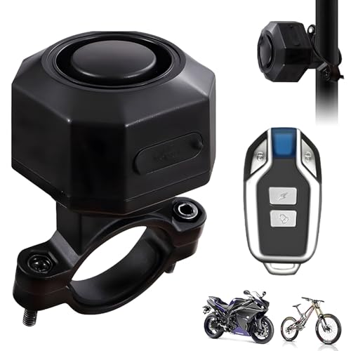 Motorrad Alarmanlage, Anti-Diebstahl Fahrrad Alarm 110dB Laute Vibration Sensing Wireless Anti-Diebstahl Fahrzeug Sicherheits Alarm System mit Fernbedienung für Fahrrad, Motorrad, Roller, Auto (01) von MIOLOE