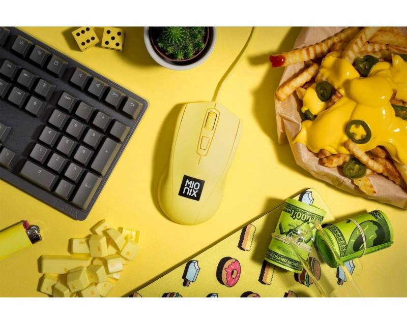 MIONIX Gaming + Artists Maus Avior French Fries Optisch Mäuse (für Rechts- und Linkshänder RGB LED-Mausrad 5000 DPI optischer Sensor) von MIONIX