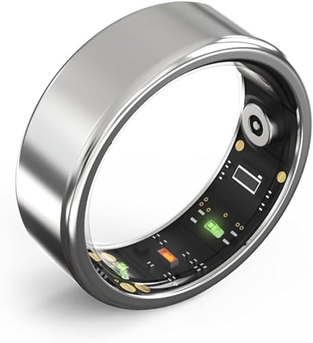 MIRCTRI Fitness-Smart-Ring, Tracker für Herzfrequenzmesser, Blutsauerstoff, Körpertemperatur, Schlaf, Schrittzähler, APP, aufladbar, wasserdicht, für Damen und Herren (Color : Silver, Size : #9) von MIRCTRI