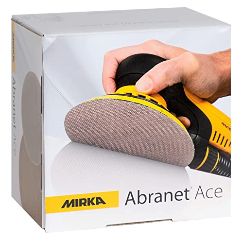 Mirka Abranet Ace Netz Schleifscheiben Ø 125mm Klett / Korn P400 / 50 Stk / Für alle 125mm Exzenterschleifer und Schleifmaschinen / Teilkeramisch / zum Schleifen von harten Oberflächen, Holz, Metall von MIRKA