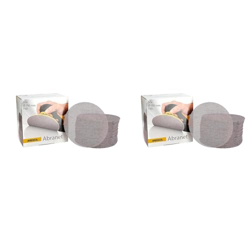 Mirka Abranet Netz-Schleifscheiben Ø 150 mm Klett/Korn P80 / 50 Stk/zum Schleifen von Holz, Spachtel, Lack, Kunststoff/Staubfrei Schleifen / 5424105080 (Packung mit 2) von MIRKA