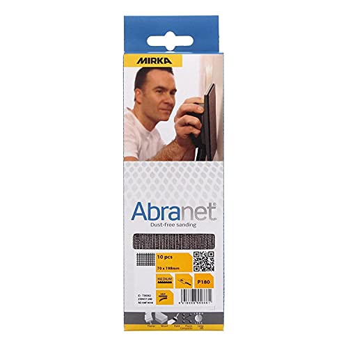 Mirka Abranet Netz-Schleifstreifen 70x198 mm Klett/Korn P180 / 10 Stk/zum Schleifen von Holz, Spachtel, Lack, Kunststoff / AE150F1018 von MIRKA