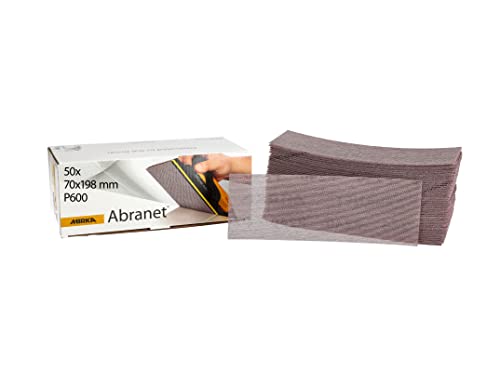 Mirka Abranet Netz-Schleifstreifen 70x198 mm Klett/Korn P600 / 50 Stk/zum Schleifen von Holz, Spachtel, Lack, Kunststoff / 5415005061 von MIRKA
