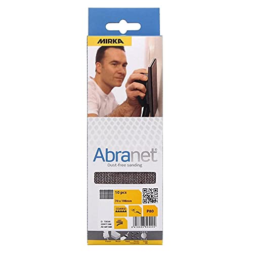 Mirka Abranet Netz-Schleifstreifen 70x198 mm Klett/Korn P80 / 10 Stk/zum Schleifen von Holz, Spachtel, Lack, Kunststoff / AE150F1080 von MIRKA