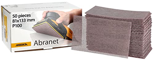 Mirka Abranet Netz-Schleifstreifen 81x133 mm Klett/Korn P100 / 50 Stk/zum Schleifen von Holz, Spachtel, Lack, Kunststoff / 5417805010 von MIRKA