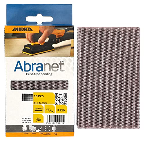 Mirka Abranet Netz-Schleifstreifen 81x133 mm Klett / Korn P120 / 10 Stk / zum Schleifen von Holz, Spachtel, Lack, Kunststoff / AE178F1012 von MIRKA