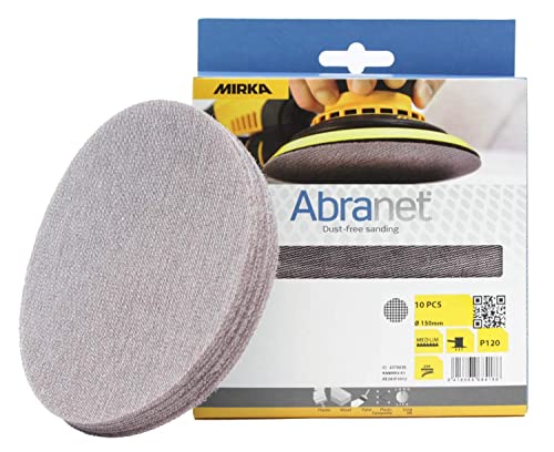 Mirka Abranet Netzschleifscheiben Ø 150mm Klett/Korn P120 / 10 Stk / AE241F1012 / Für alle 150mm Exzenterschleifer und Schleifmaschinen geeignet/zum staubfreien Schleifen von Holz, Spachtel, Lack Mirka Abranet Netzschleifscheiben Ø 150mm Klett/Korn P120 / 10 Stk / AE241F1012 / Für alle 150mm Exzenterschleifer und Schleifmaschinen geeignet/zum staubfreien Schleifen von Holz, Spachtel, Lack von MIRKA