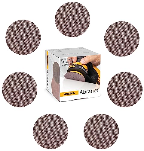 Mirka Abranet Netzschleifscheiben Ø 77mm Klett/Mix-Pack 5 von jeder Körnung 80, 120, 180, 240, 320, 400, 600/35 Stk/Für alle 77mm Exzenterschleifer und Schleifmaschinen Mirka Abranet Netzschleifscheiben Ø 77mm Klett/Mix-Pack 5 von jeder Körnung 80, 120, 180, 240, 320, 400, 600/35 Stk/Für alle 77mm Exzenterschleifer und Schleifmaschinen von MIRKA
