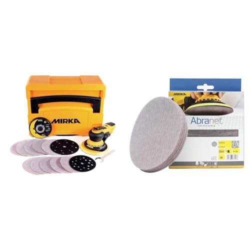 Mirka DEROS II 5650 Exzenter-Schleifer Schleifmaschine mit Absaugung für Ø 125 & 150mm Schleifpapier, 5,0mm Hub + Mirka Abranet Netzschleifscheiben Ø 150mm Klett, Korn P120, 10 Stk Mirka DEROS II 5650 Exzenter-Schleifer Schleifmaschine mit Absaugung für Ø 125 & 150mm Schleifpapier, 5,0mm Hub + Mirka Abranet Netzschleifscheiben Ø 150mm Klett, Korn P120, 10 Stk von MIRKA