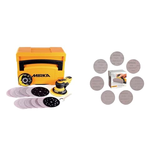Mirka DEROS II 5650 Exzenter-Schleifer Schleifmaschine mit Absaugung für Ø 125 & 150mm Schleifpapier, 5,0mm Hub + Mirka Abranet Netzschleifscheiben Ø 150mm Klett, Mix-Pack 5x jede Körnung Mirka DEROS II 5650 Exzenter-Schleifer Schleifmaschine mit Absaugung für Ø 125 & 150mm Schleifpapier, 5,0mm Hub + Mirka Abranet Netzschleifscheiben Ø 150mm Klett, Mix-Pack 5x jede Körnung von MIRKA