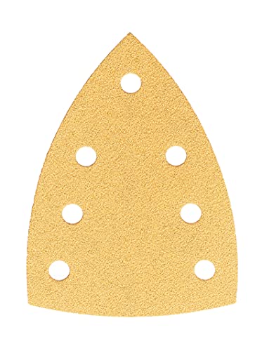 Mirka Gold Schleifdreieck Universal-Schleifpapier 100x152x152mm 7-Loch / Korn P150, 100 Stk / Zum Schleifen von Gips, Spachtel, Spanplatten, Holz, Lack von MIRKA