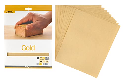 Mirka Gold Schleifpapier Schleifbögen / 230x280 mm/Korn P180 / 10 Stk/Zum Schleifen von Gips, Spachtel, Spanplatten, Holz, Lack von MIRKA