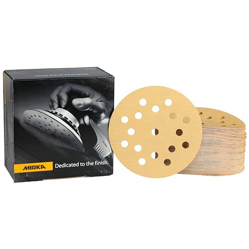 Mirka Gold Universal-Schleifpapier Ø 125mm Klett 17-Loch, Korn P180, 100 Stk/Zum Schleifen von Gips, Spachtel, Spanplatten, Holz, Lack von MIRKA