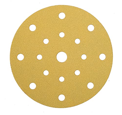 Mirka Gold Universal-Schleifpapier Ø 150mm Klett 17-Loch / Korn P150, 100 Stk / Zum Schleifen von Gips, Spachtel, Spanplatten, Holz, Lack von MIRKA