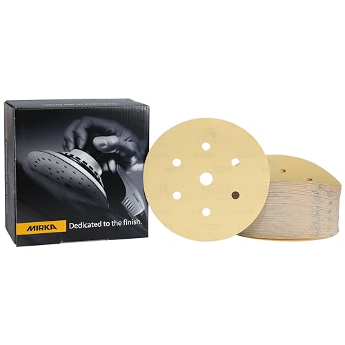 Mirka Gold Universal-Schleifpapier Ø 150mm Klett 7-Loch, Korn P280, 100 Stk / Zum Schleifen von Gips, Spachtel, Spanplatten, Holz, Lack von MIRKA