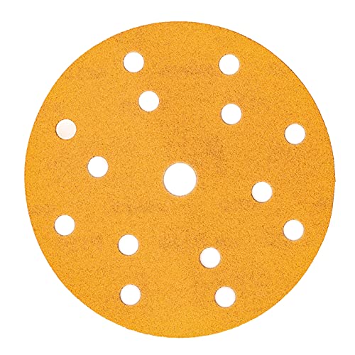 Mirka Gold Universal-Schleifpapier Ø 150mm Schleifscheiben Klett 15-Loch, Korn P320, 100 Stk / Zum Schleifen von Gips, Spachtel, Spanplatten, Holz, Lack von MIRKA