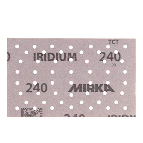 Mirka Iridium Premium-Schleifpapier 81x133mm Klett 54-Loch, Korn 240, 100 Stk / Zum Schleifen von Lack, Spachtel, Grundierung, Holz, Stahl, Mineralwerkstoffe, Kunststoff von MIRKA