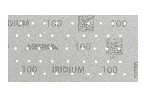 Mirka Iridium Premium-Schleifpapier 93x180mm Klett 45-Loch, Korn 100, 50 Stk / Zum Schleifen von Lack, Spachtel, Grundierung, Holz, Stahl, Mineralwerkstoffe, Kunststoff von MIRKA