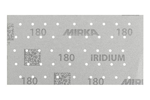 Mirka Iridium Premium-Schleifpapier 93x180mm Klett 45-Loch, Korn 180, 50 Stk / Zum Schleifen von Lack, Spachtel, Grundierung, Holz, Stahl, Mineralwerkstoffe, Kunststoff von MIRKA
