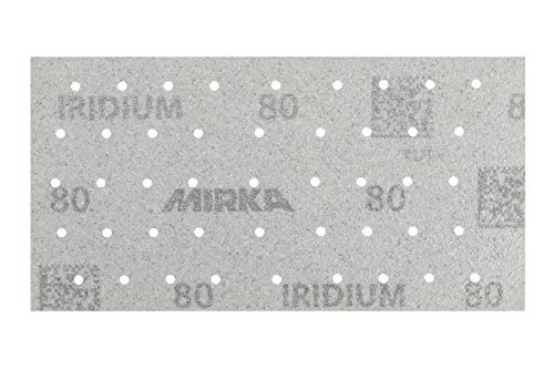 Mirka Iridium Premium-Schleifpapier 93x180mm Klett 45-Loch, Korn 80, 50 Stk / Zum Schleifen von Lack, Spachtel, Grundierung, Holz, Stahl, Mineralwerkstoffe, Kunststoff von MIRKA