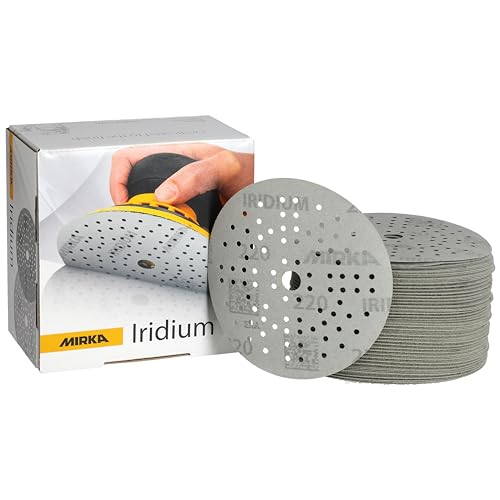 Mirka Iridium Premium-Schleifpapier Ø 125mm Klett 89-Loch, Korn 220, 100 Stk / Zum Schleifen von Lack, Spachtel, Grundierung, Holz, Stahl, Mineralwerkstoffe, Kunststoff von MIRKA