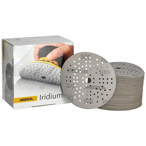 Mirka Iridium Premium-Schleifpapier Ø 125mm Klett 89-Loch, Korn 500, 100 Stk / Zum Schleifen von Lack, Spachtel, Grundierung, Holz, Stahl, Mineralwerkstoffe, Kunststoff von MIRKA