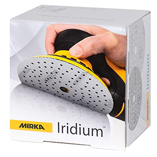 Mirka Iridium Premium-Schleifpapier Ø 150mm Klett 121-Loch, Korn 220, 100 Stk/Zum Schleifen von Lack, Spachtel, Grundierung, Holz, Stahl, Mineralwerkstoffe, Kunststoff Mirka Iridium Premium-Schleifpapier Ø 150mm Klett 121-Loch, Korn 220, 100 Stk/Zum Schleifen von Lack, Spachtel, Grundierung, Holz, Stahl, Mineralwerkstoffe, Kunststoff von MIRKA