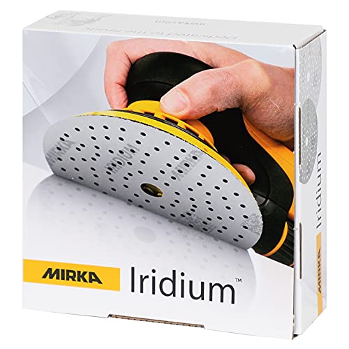 Mirka Iridium Premium-Schleifpapier Ø 150mm Klett 121-Loch, Korn 40, 50 Stk / Zum Schleifen von Lack, Spachtel, Grundierung, Holz, Stahl, Mineralwerkstoffe, Kunststoff von MIRKA