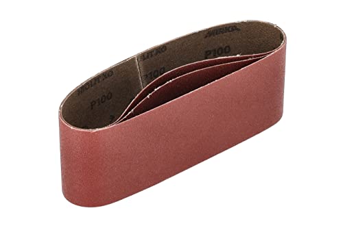 Mirka Red 3 x Gewebe-Schleifbänder 75x457mm / Korn P100 / hochwertiges Schleifband für Bandschleifer / Zum Schleifen von Holz und Metall von MIRKA