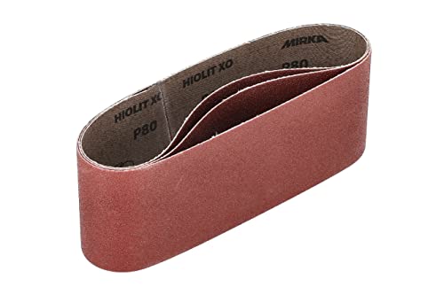 Mirka Red 3 x Gewebe-Schleifbänder 75x457mm / Korn P80 / hochwertiges Schleifband für Bandschleifer / Zum Schleifen von Holz und Metall von MIRKA