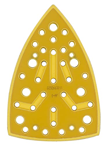 Mirka Schleifschuh Härtegrad Medium + Schutzauflage 100x152x152mm Klett für Deltaschleifer Schwingschleifer Mirka DEOS DEOS663CV mit 32 Absauglöcher für staubfreies Schleifen mit Netzschleifmitteln von MIRKA