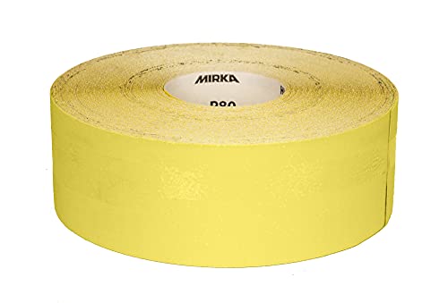 Mirka Yellow Schleifpapier Schleifrolle / 100mm x 50m / P60 / Schleifen von Hartholz, Weichholz, Farbe, Spachtel, Kunststoff / 1 Rolle von MIRKA