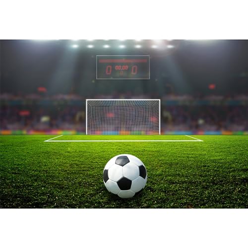 MIRRORANG 1,5x1m Baby Kinder Jungen Outdoor Spiele Fußball Geburtstag Hintergrund Sportstadion Hintergrund Fotostudio Requisiten Grünes Gras Land Stadion Spot Fußballtor Home, Vinyl von MIRRORANG