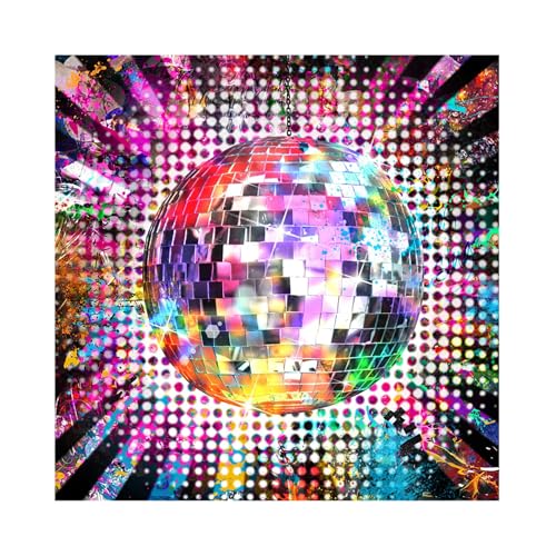 MIRRORANG 1,8x1,8m Disko Hintergrund Disko Ballsaal Nacht Verein Neon Musik 80er Jahre Geburtstag Party Hintergrund für Fotografie Disko Thema Geburtstag Foto Hintergrund, Vinyl von MIRRORANG