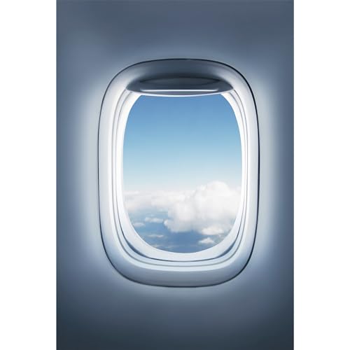 MIRRORANG 1x1,5m Hintergrund für Flugzeugfenster im Inneren eines Flugzeugs Fotografie Hintergrund Flugzeug Reise Wolkenlandschaft Hoher Himmel Flugzeug Tourismus Tour Fotostudio Requisiten, Vinyl von MIRRORANG