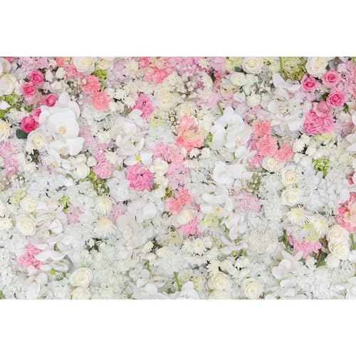 MIRRORANG 2,2x1,5m Blume Hintergrund Weiße Rose Brautdusche Fotografie Hintergrund Valentinstag Neugeborenes Babydusche Hochzeit Geburtstag Foto Verkaufsstand Requisiten, Vinyl von MIRRORANG
