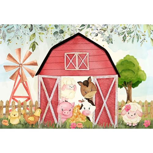 MIRRORANG 2,2x1,5m Fotohintergrund Cartoon Bauernhof Tiere Windmühlen Grüne Blätter Hintergrund für Fotografie Kinder Geburtstag Party Neugeborenes Baby Dusche Fotostudio Requisiten, Vinyl MIRRORANG 2,2x1,5m Fotohintergrund Cartoon Bauernhof Tiere Windmühlen Grüne Blätter Hintergrund für Fotografie Kinder Geburtstag Party Neugeborenes Baby Dusche Fotostudio Requisiten, Vinyl von MIRRORANG