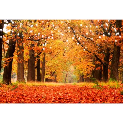 MIRRORANG 2,2x1,5m Herbst Hintergrund Golden Herbst Ahorn Bäume Wald Landschaft Fotografie Hintergrund Herbst Ernte Das Erntedankfest Party Dekor Babydusche Banner Foto Studio Stütze, Vinyl von MIRRORANG