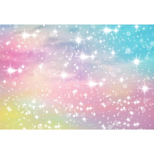 MIRRORANG 2,5x1,8m Aquarell Pastell Hintergrund Fotografie Funkelnde Bunte Sterne Prinzessin 1 Geburtstag Party Ornamente Baby Dusche Banner Fotostudio Stand Hintergrund, Vinyl von MIRRORANG