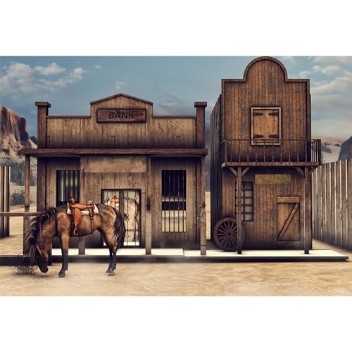 MIRRORANG 3,5x2,5m Backdrop Old Western Party Decorationa für Cowgirl Erwachsene Fotografie Hintergrund Pferd Holzhaus Retro Countryside Adventure Studio Requisiten für Fotoshooting, Vinyl MIRRORANG 3,5x2,5m Backdrop Old Western Party Decorationa für Cowgirl Erwachsene Fotografie Hintergrund Pferd Holzhaus Retro Countryside Adventure Studio Requisiten für Fotoshooting, Vinyl von MIRRORANG